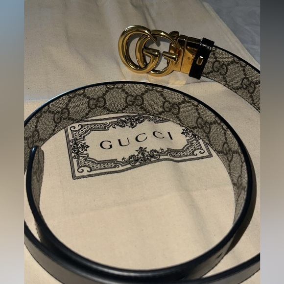 Gucci Black and Gold Women's Belt - Picture 1 of 2